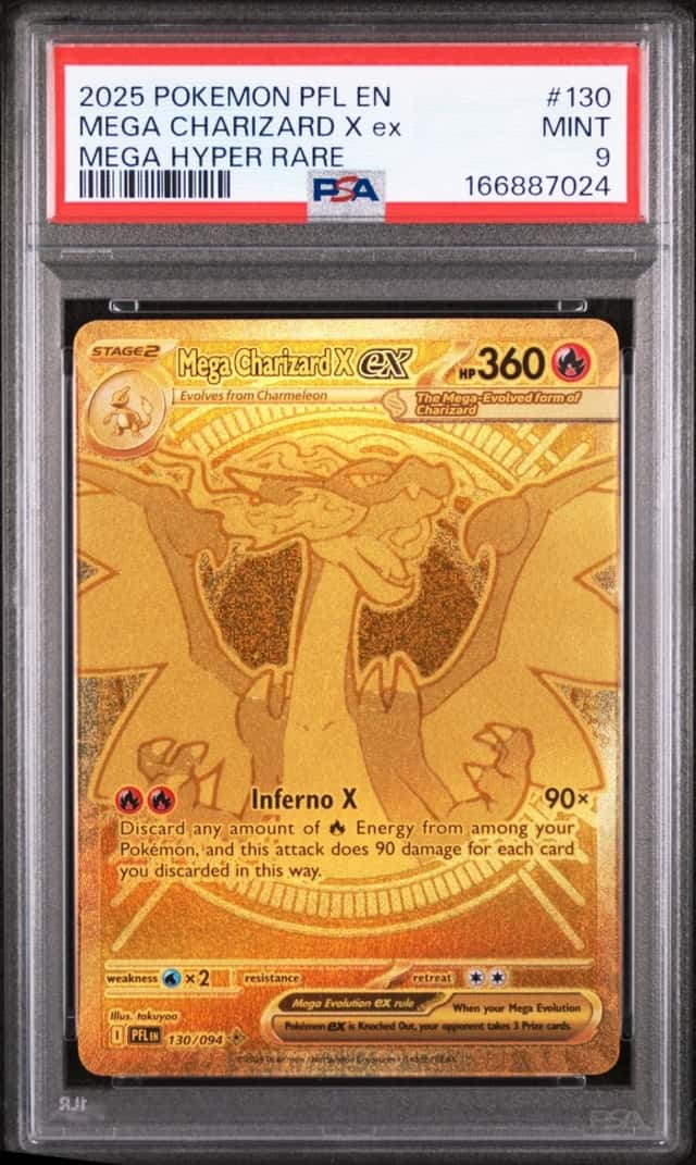 2025 POKEMON PFL EN-PHANTASMAL FLAMES MEGA HYPER RARE MEGA CHARIZARD X EX PSA 9