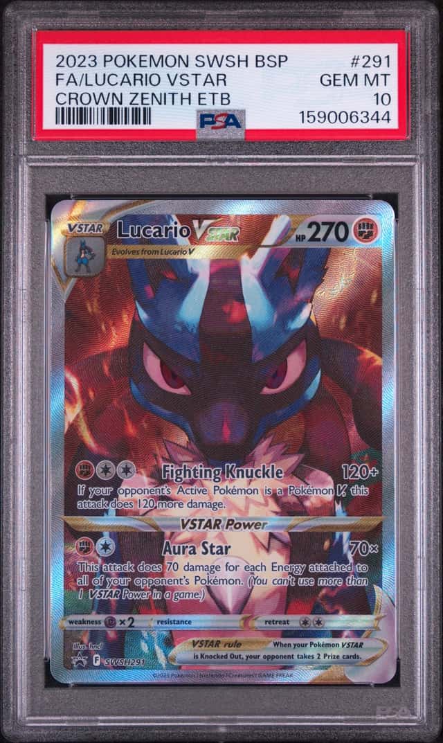 2023 POKEMON SWSH BLACK STAR PROMO #291 FULL ART/LUCARIO VSTAR PSA 10
