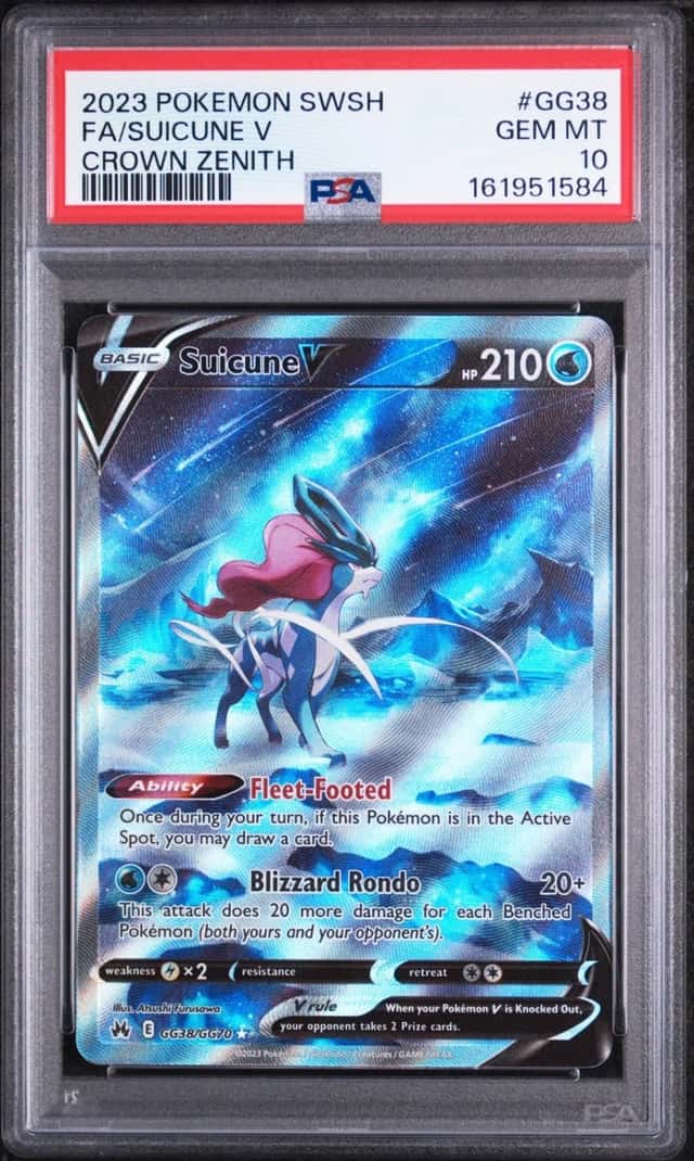 2023 POKEMON SWORD & SHIELD CROWN ZENITH #GG38 FULL ART/SUICUNE V PSA 10