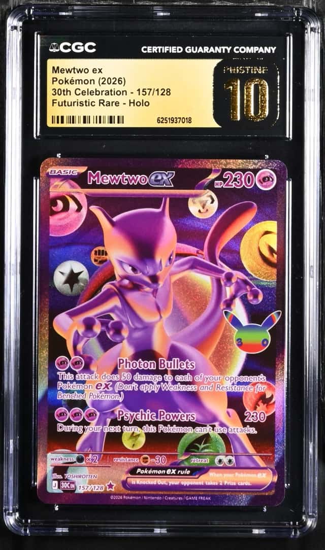 2026 Pokemon 30th Celebration Mewtwo ex Futuristic Rare PRISTINE #157/128 CGC 10