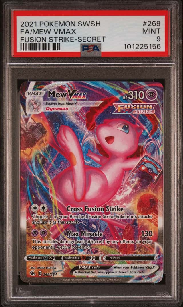 2021 POKEMON SWORD & SHIELD FUSION STRIKE SECRET #269 FULL ART/MEW VMAX PSA 9