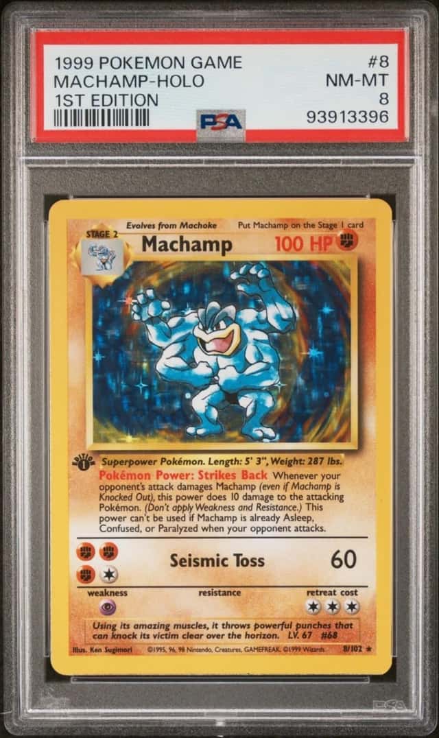 1999 Pokemon Card Machamp 1st Edition 8/102 Base Set  Holo PSA 8
