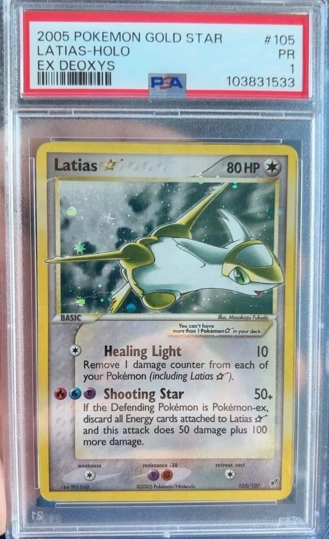 2005 POKEMON EX DEOXYS GOLD STAR #105 LATIAS-HOLO PSA 1