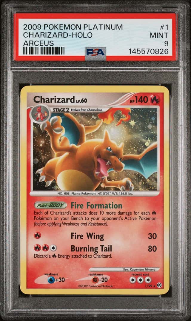 Pokemon PSA 9 Charizard Holo 2009 1/99 Arceus English