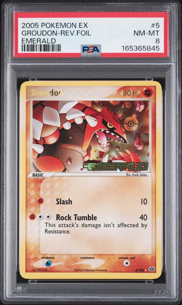 2005 Pokemon EX Emerald Reverse Holo Groudon #5 PSA 8 NM-MT