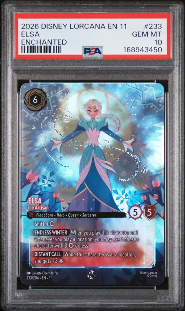 2026 Disney Lorcana Winterspell Enchanted Elsa Ice Artisan #233 PSA 10 GEM MINT