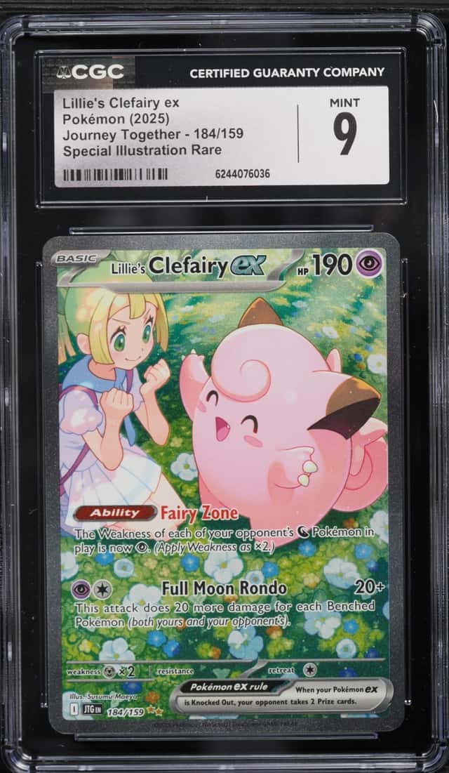 2025 Pokemon Scarlet & Violet Journey Together SIR Lillie's Clefairy Ex #184 CGC 9 MINT