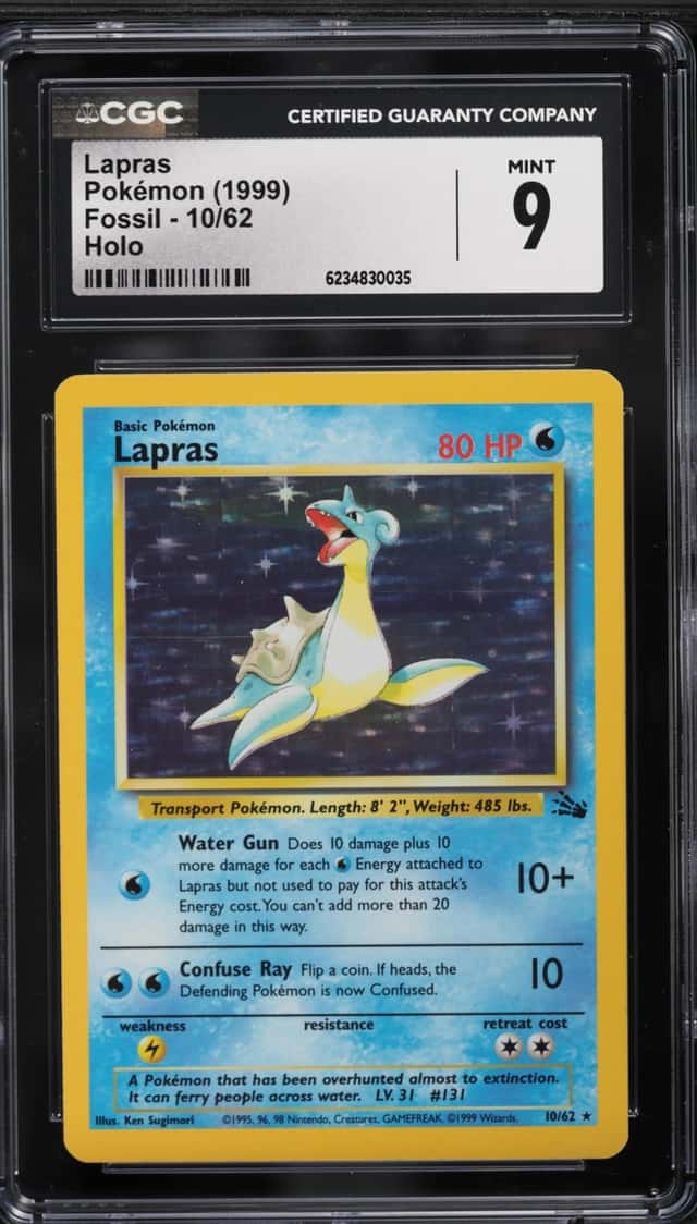 1999 Pokemon Fossil Holo Lapras #10 CGC 9 MINT