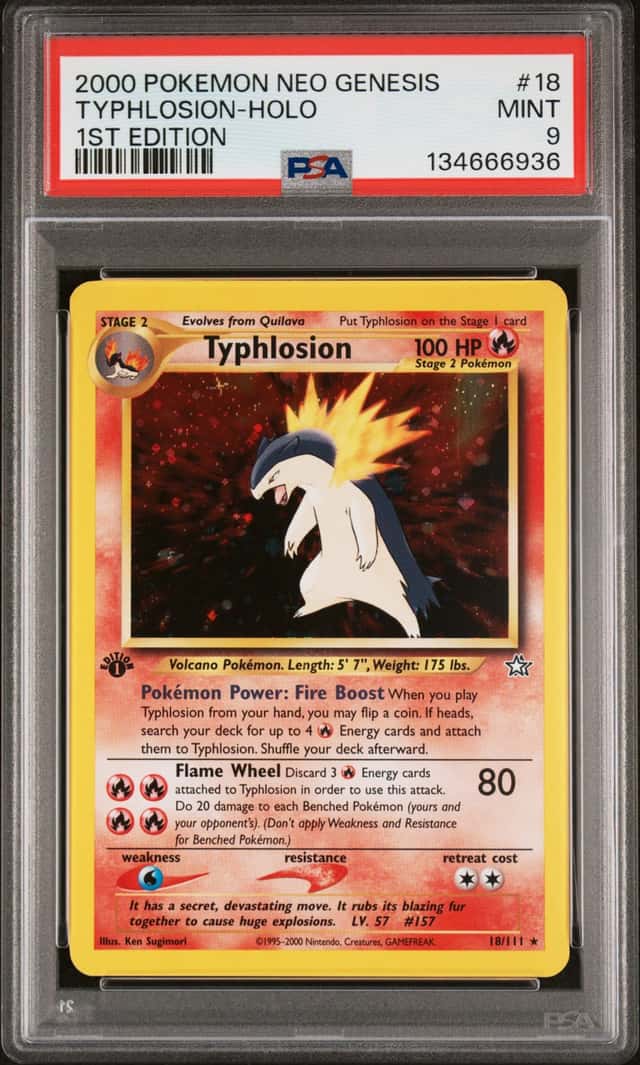 2000 Pokemon Neo Genesis 1st Edition Holo Typhlosion #18 PSA 9 MINT