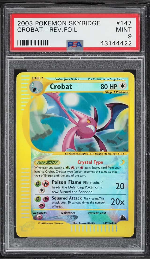 2003 Pokemon Skyridge Reverse Holo Crobat #147 PSA 9 MINT