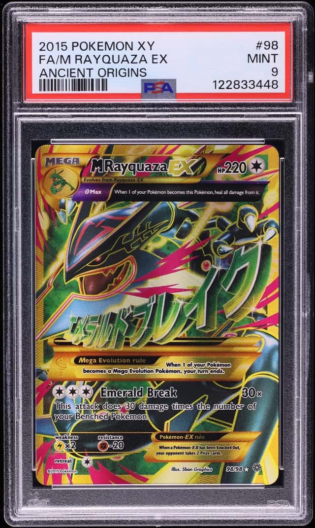2015 Pokemon XY Ancient Origins Gold Rare Mega M Rayquaza EX #98 PSA 9 MINT