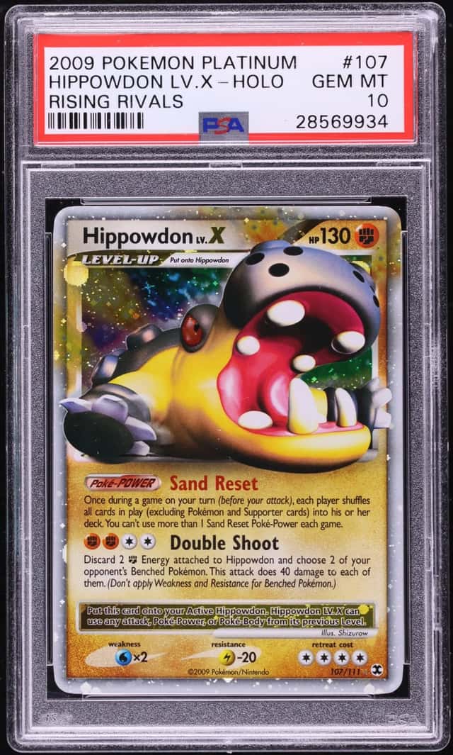 2009 Pokemon Platinum Rising Rivals Holo Hippowdon LV.X #107 PSA 10 GEM MINT