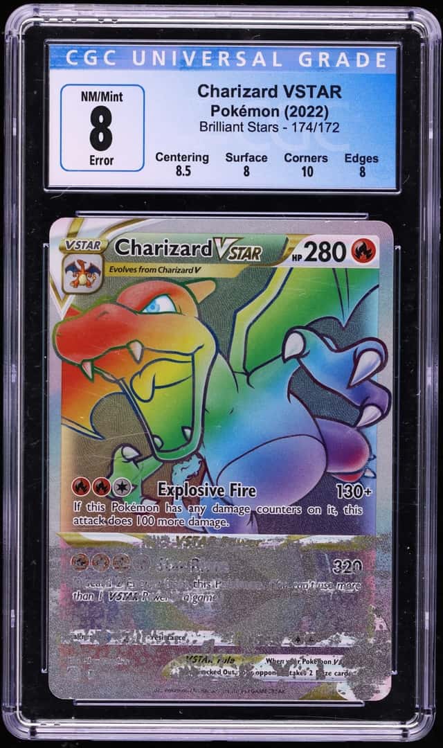 2022 Pokemon Sword & Shield Brilliant Stars Error Hyper Rare Charizard VSTAR #174 CGC 8 NM-MT