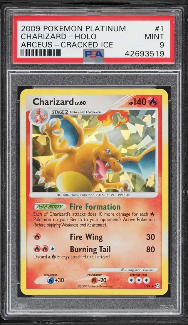2009 Pokemon Platinum Arceus Cracked Ice Holo Charizard #1 PSA 9 MINT