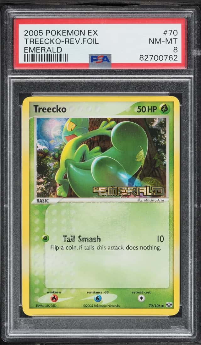 2005 Pokemon EX Emerald Reverse Holo Treecko #70 PSA 8 NM-MT