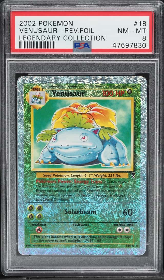 2002 Pokemon Legendary Collection Reverse Holo Venusaur #18 PSA 8 NM-MT