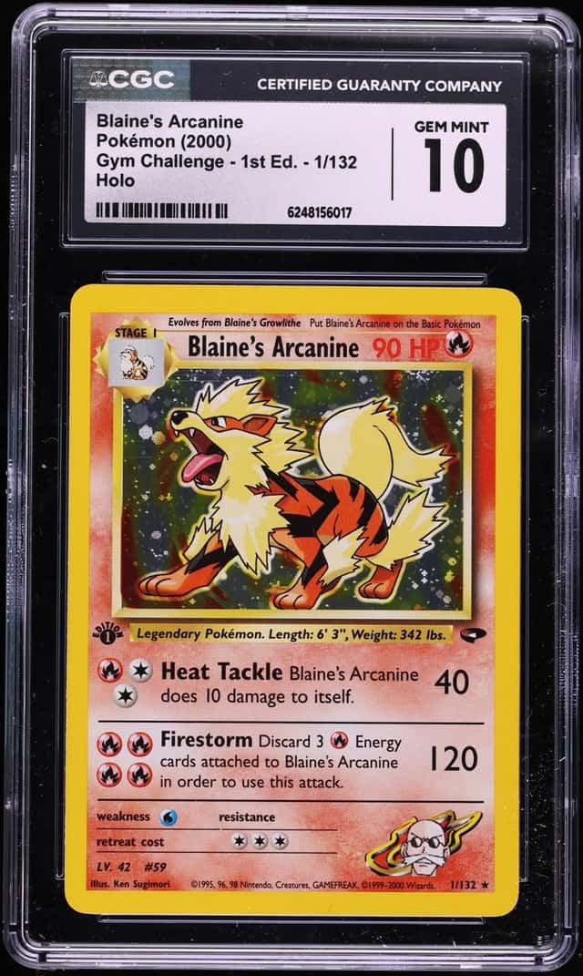 2000 Pokemon Gym Challenge 1st Edition Holo Blaine's Arcanine #1 CGC 10 GEM MINT