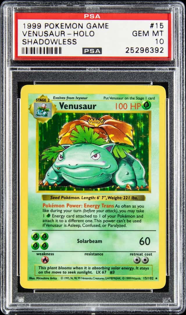 1999 Pokemon Base Set Shadowless Holo #15 Venusaur - PSA GEM MT 10