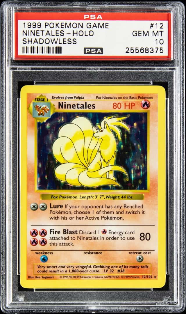 1999 Pokemon Base Set Shadowless Holo #12 Ninetales - PSA GEM MT 10