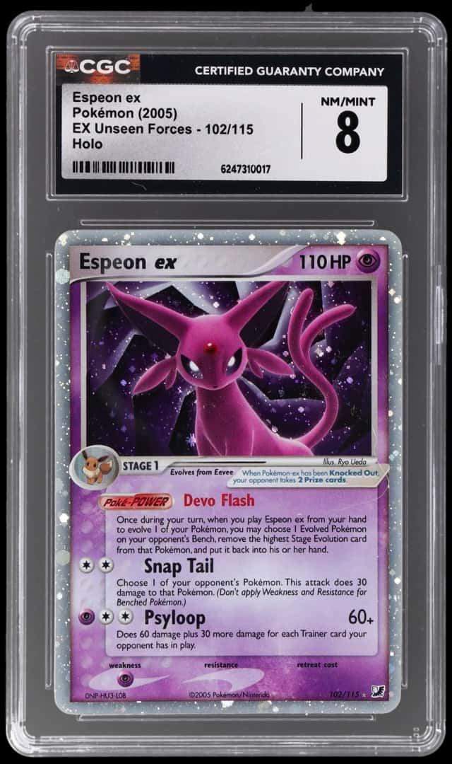 2005 Pokemon Ex Unseen Forces Holo Espeon Ex #102