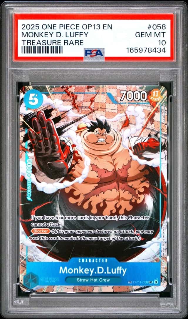 2025 ONE PIECE OP13-CARRYING ON HIS WILL TREASURE RARE MONKEY D. LUFFY PSA 10