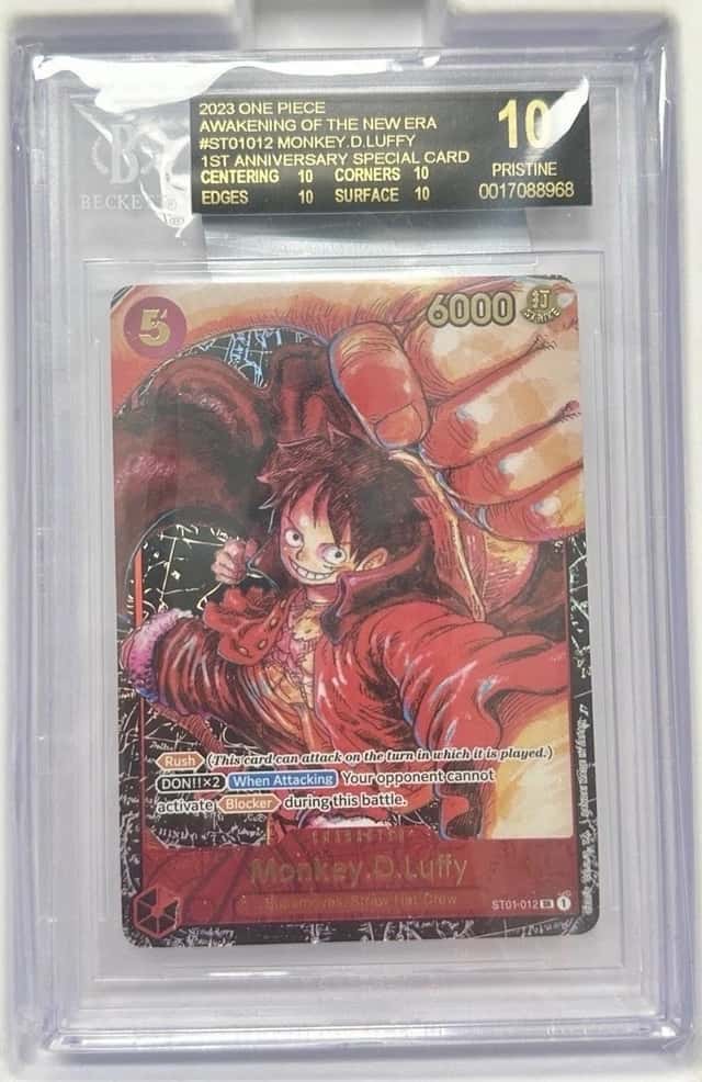 One Piece CCG Monkey.D.Luffy 1st Anniversary Special ST01-012 BGS 10 BLACK LABEL