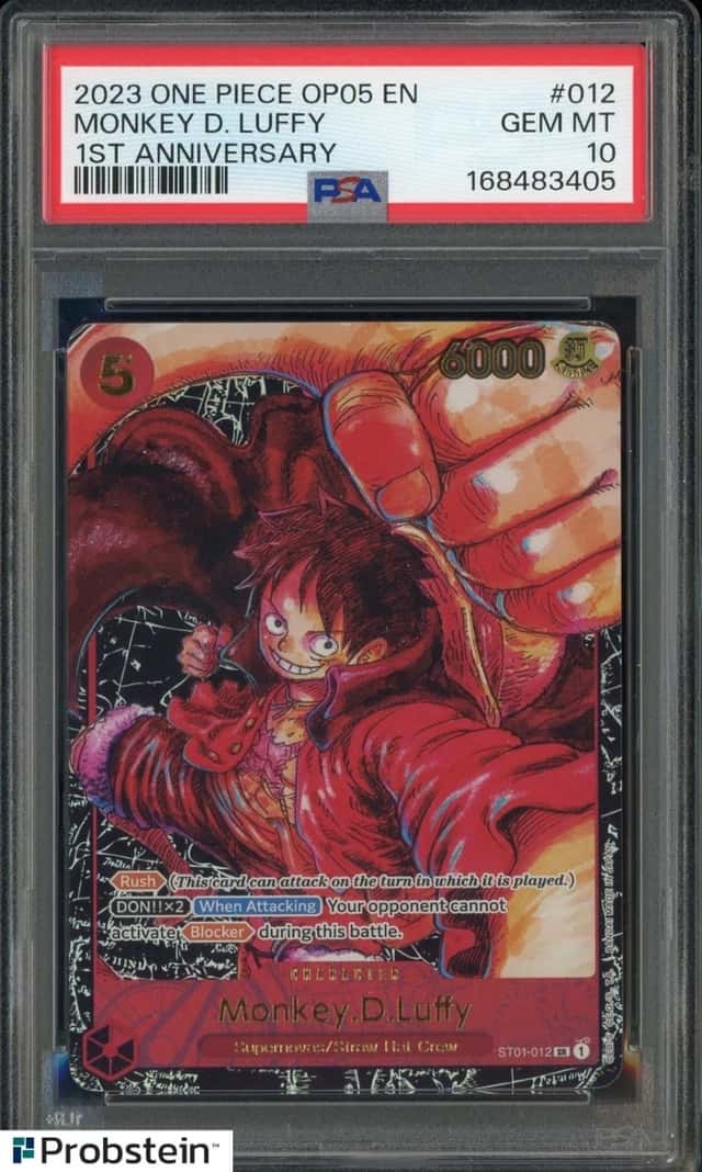 2023 One Piece OP05 EN 1st Anniversary #012 Monkey D Luffy PSA 10