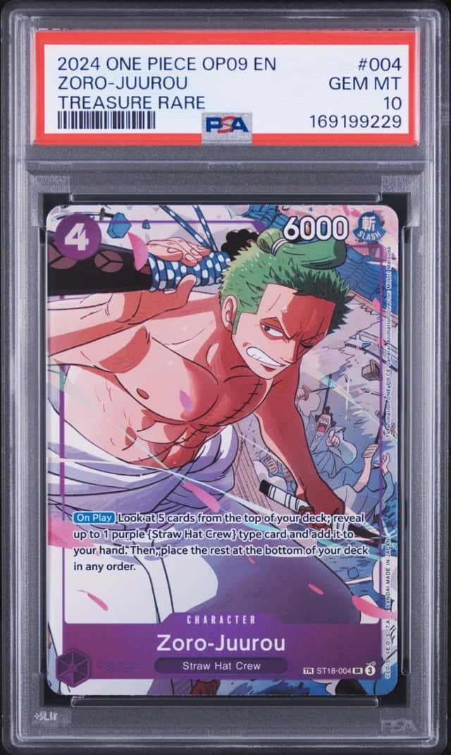 2024 ONE PIECE OP09-EMPERORS IN THE NEW WORLD TREASURE RARE ZORO-JUUROU PSA 10
