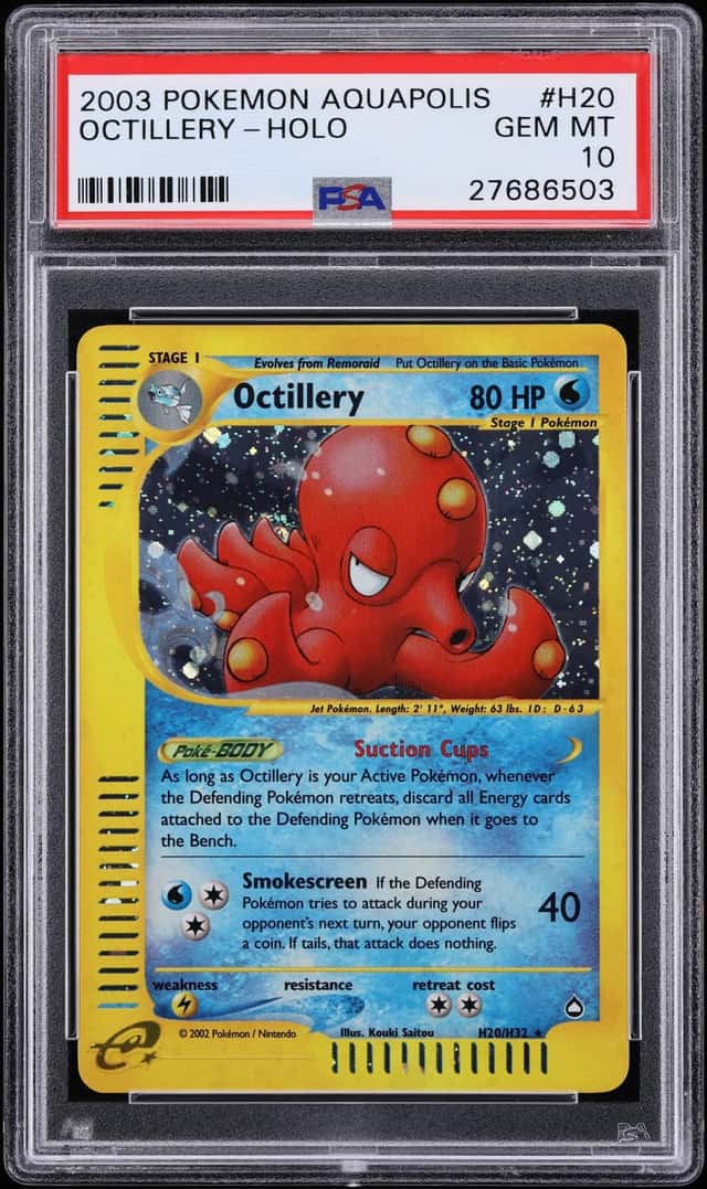 2003 Pokemon Aquapolis Holo Octillery #H20 PSA 10 GEM MINT