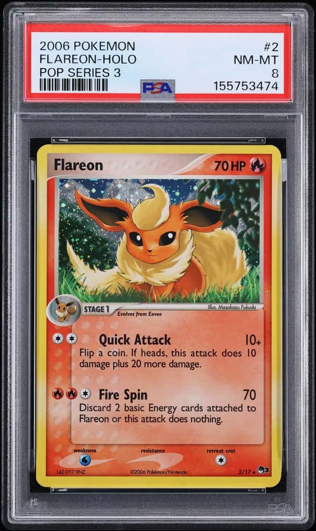 2006 Pokemon POP Series 3 Holo Flareon #2 PSA 8 NM-MT
