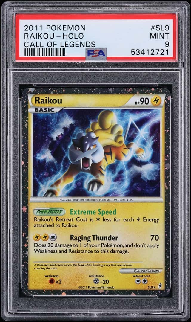 2011 Pokemon Call Of Legends Holo Raikou #SL9 PSA 9 MINT