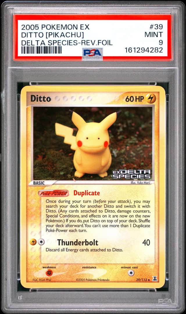 2005 Pokemon EX Delta Species Reverse Holo Ditto Pikachu #39 PSA 9 MINT