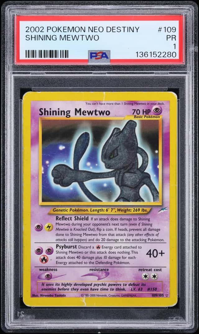 2002 Pokemon Neo Destiny Shining Mewtwo #109 PSA 1 PR