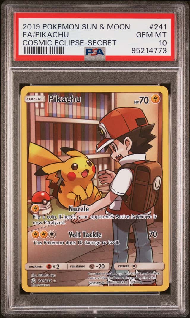 2019 Pokemon Sun & Moon Cosmic Eclipse Full Art Pikachu #241 PSA 10 GEM MINT