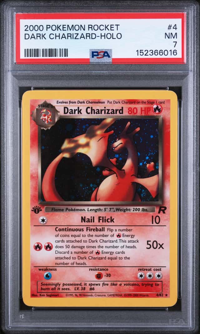 2000 Pokemon Team Rocket 1st Edition Holo Dark Charizard #4 PSA 7 NRMT