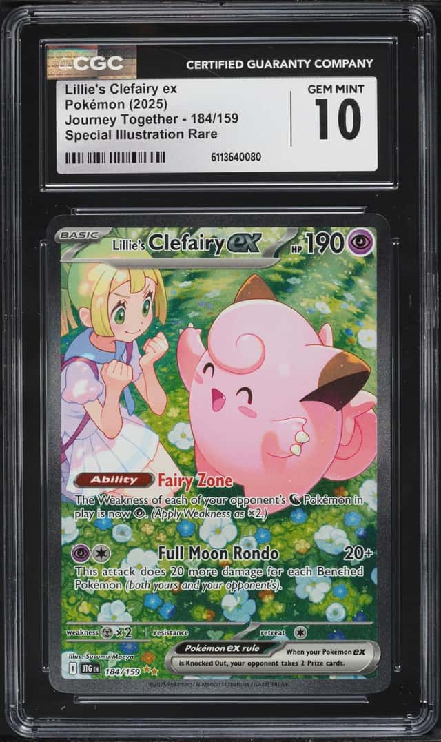 2025 Pokemon Scarlet & Violet Journey Together SIR Lillie's Clefairy Ex #184 CGC 10 GEM MINT