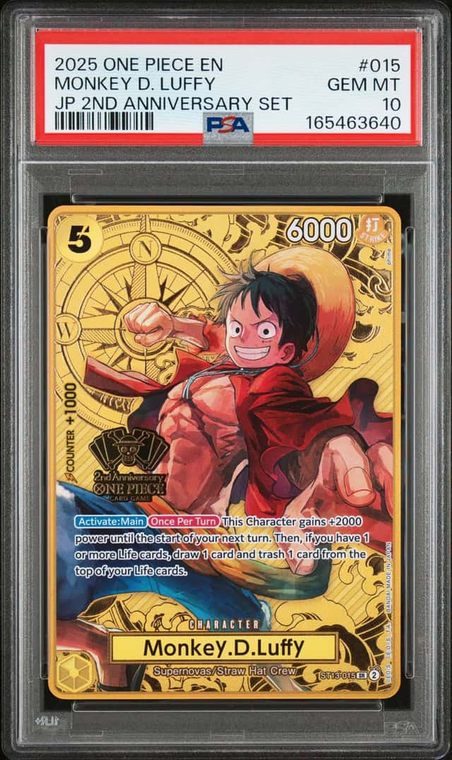 2025 One Piece EN JP 2rd Anniversary Set #015 Monkey D Luffy PSA 10 GEM MINT