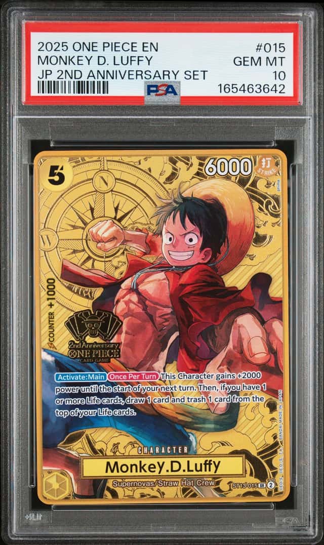 2025 One Piece EN JP 2rd Anniversary Set #015 Monkey D Luffy PSA 10 GEM MINT