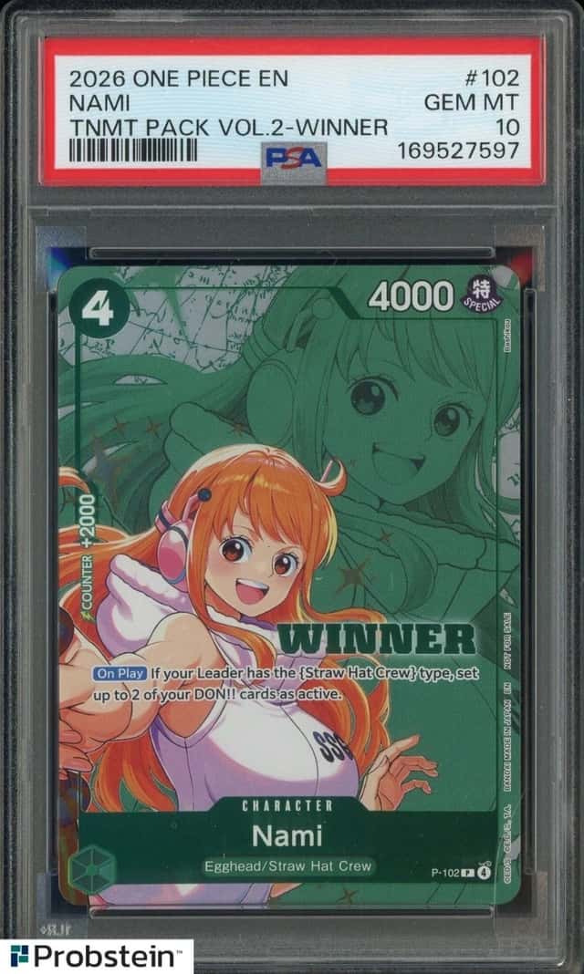2026 One Piece EN Tournament Pack Vol.2 Winner #102 Nami PSA 10 GEM MINT