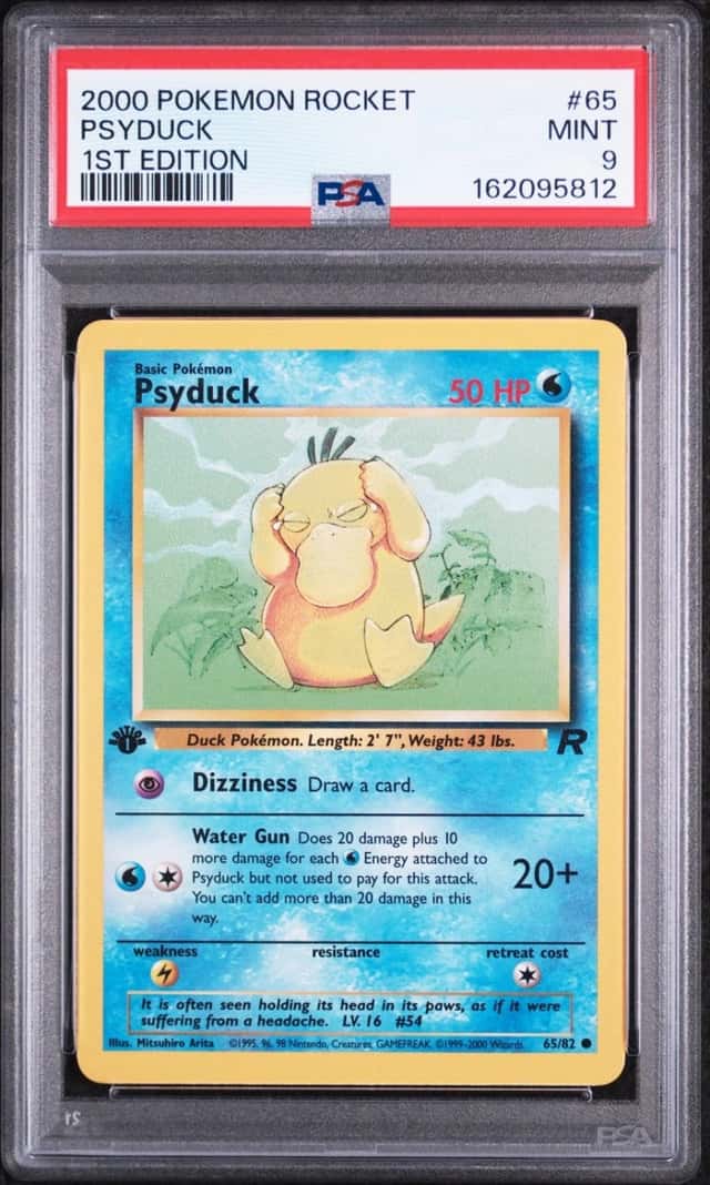 2000 POKEMON ROCKET 1ST EDITION #65 PSYDUCK PSA 9