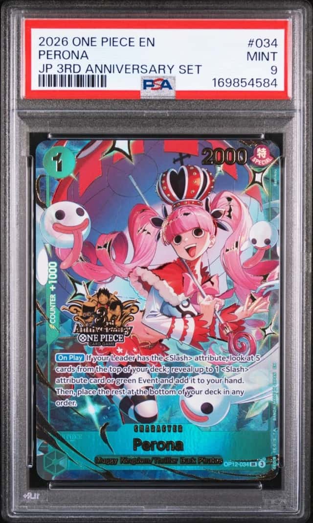2026 ONE PIECE JAPANESE 3RD ANNIVERSARY SET #034 PERONA PSA 9
