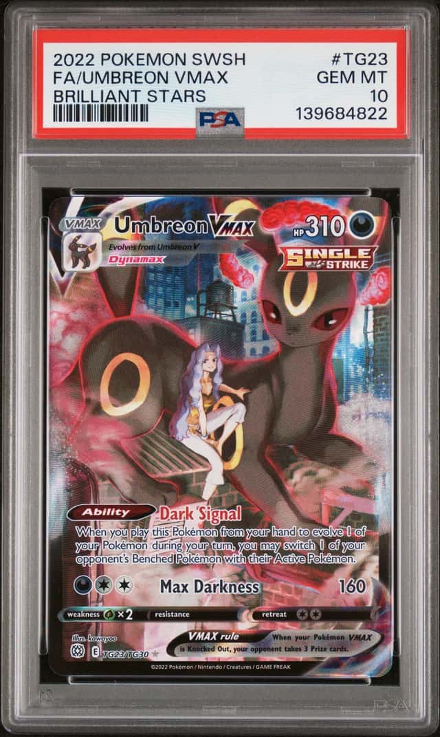 UMBREON VMAX 2022 POKEMON BRILLIANT STARS TG23/TG30 FULL ART PSA 10 Q3963-7