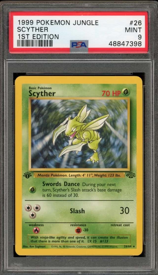 Pokemon Scyther Jungle 26/64 1st Edition PSA 9 Mint