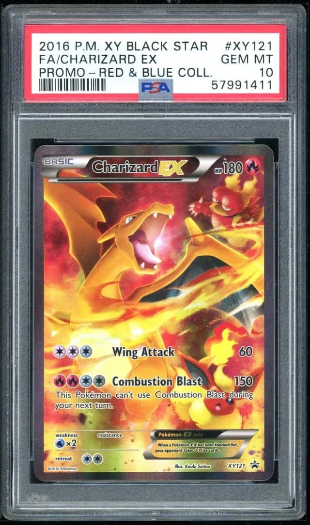 POKEMON FA/CHARIZARD EX 2016 XY BSP #XY121 PROMO-RED & BLUE COLL. PSA 10