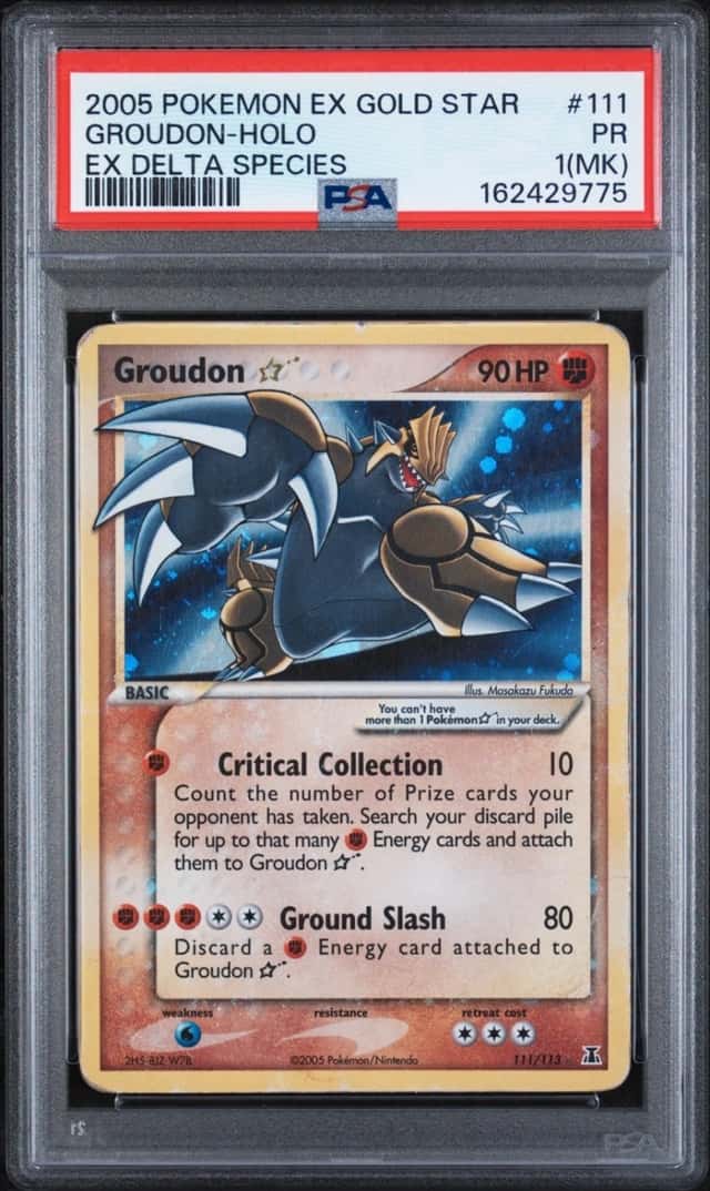 POKEMON GOLD STAR GROUDON-HOLO 2005 EX DELTA SPECIES #111 PSA 1 (MK)