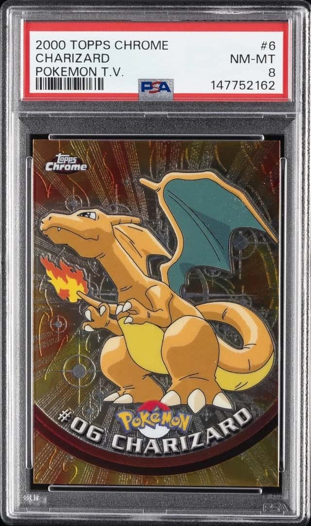 2000 TOPPS CHROME POKEMON T.V. #6 CHARIZARD PSA 8