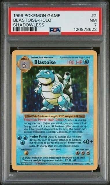 POKEMON BLASTOISE-HOLO 1999 GAME #2 SHADOWLESS PSA 7