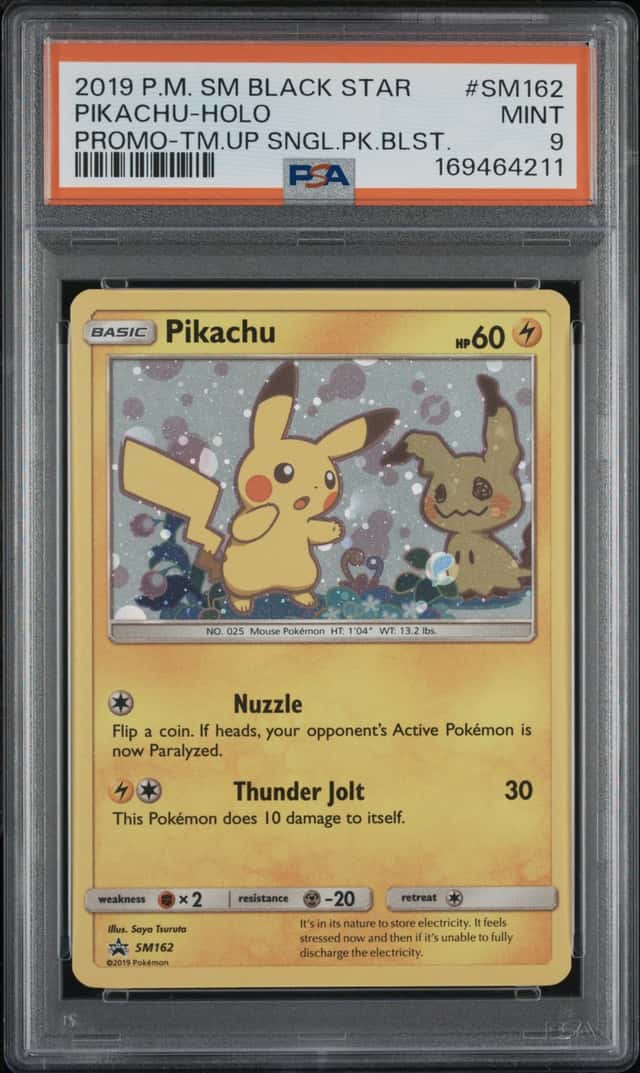 Pokemon English Pikachu SM162 Holo Black Star Promo PSA 9
