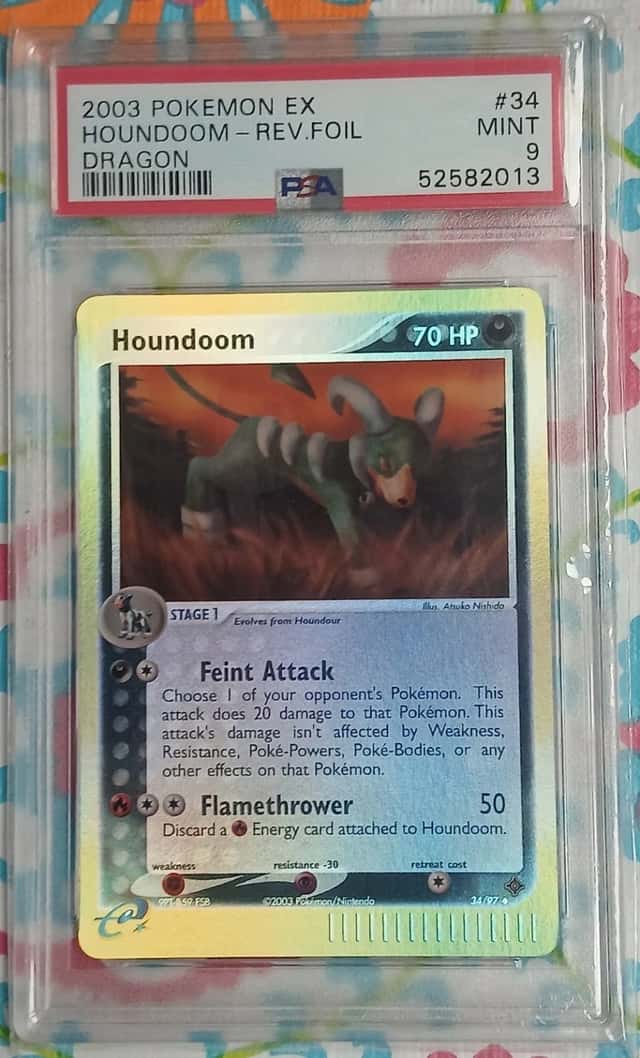 Pokemon Card Ex Dragon #34 Houndoom Reverse Holo Foil PSA 9 Mint 2003 Vintage 