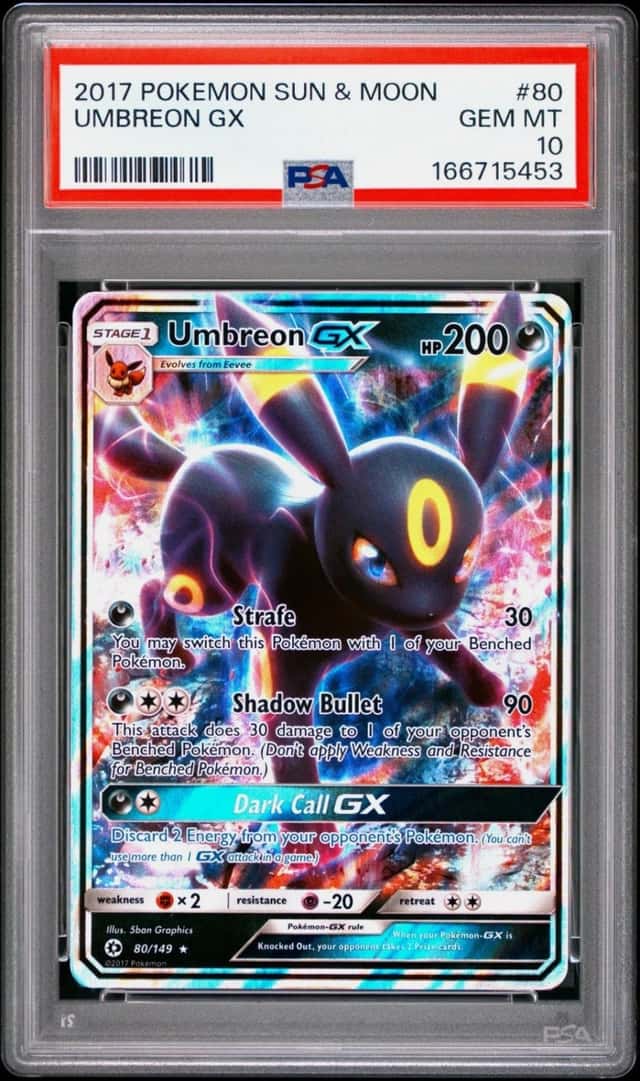 POKEMON UMBREON GX 2017 SUN & MOON #80 PSA 10